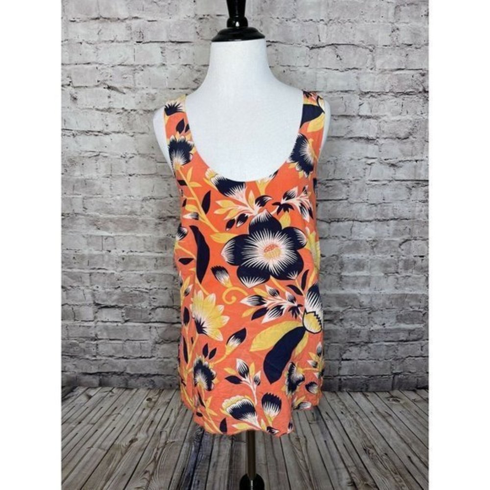 J Crew A7488 Hibiscus Floral Twist Back Top